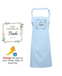 Personalised Mrs Custom Name Wedding Date Newly Bride Printed Adult Unisex Apron 